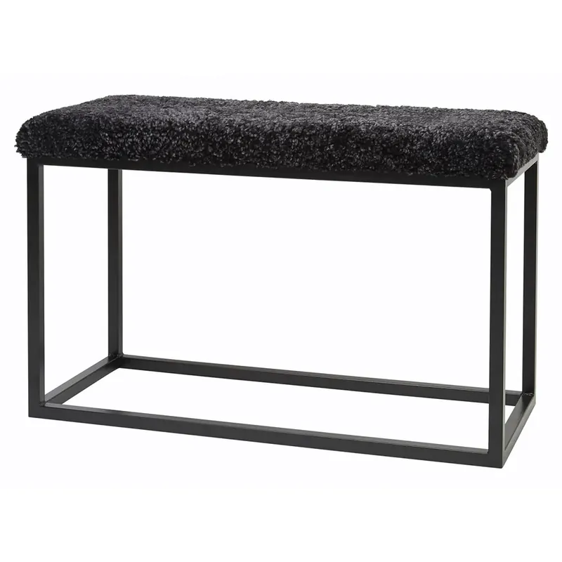 Palle Bänk Fårskinn 80x35 cm Darkgrey/black Begränsad tid